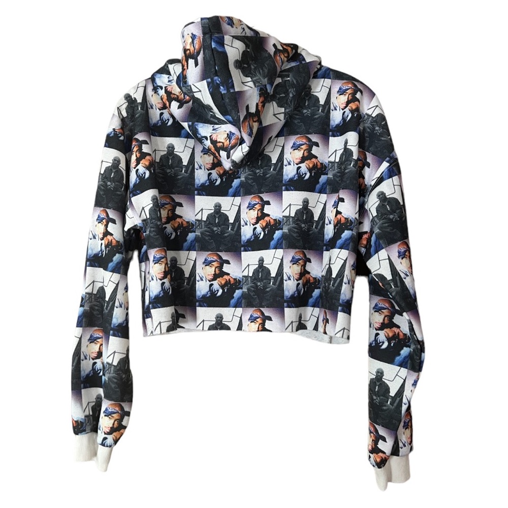 2Pac Cropped Portrait Picture Long Sleeve Hoodie Sz L GUC - Picture 3 of 9